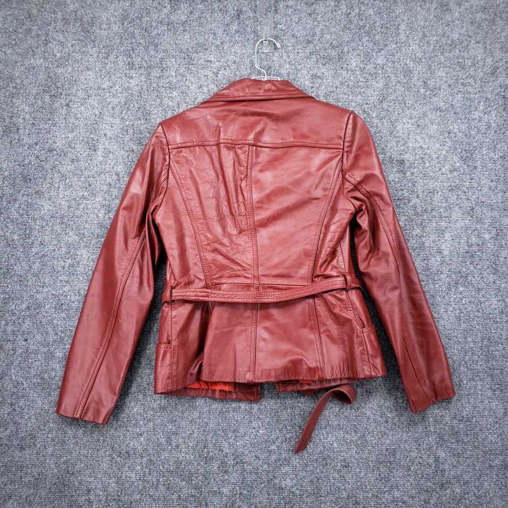 Vintage Genuine Leather Blazer Womens 9/10 Red Si… - image 2