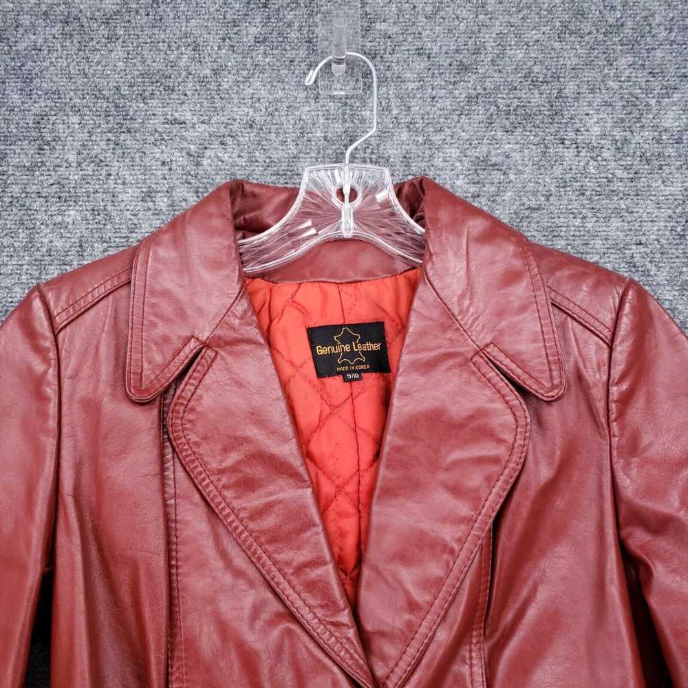 Vintage Genuine Leather Blazer Womens 9/10 Red Si… - image 3