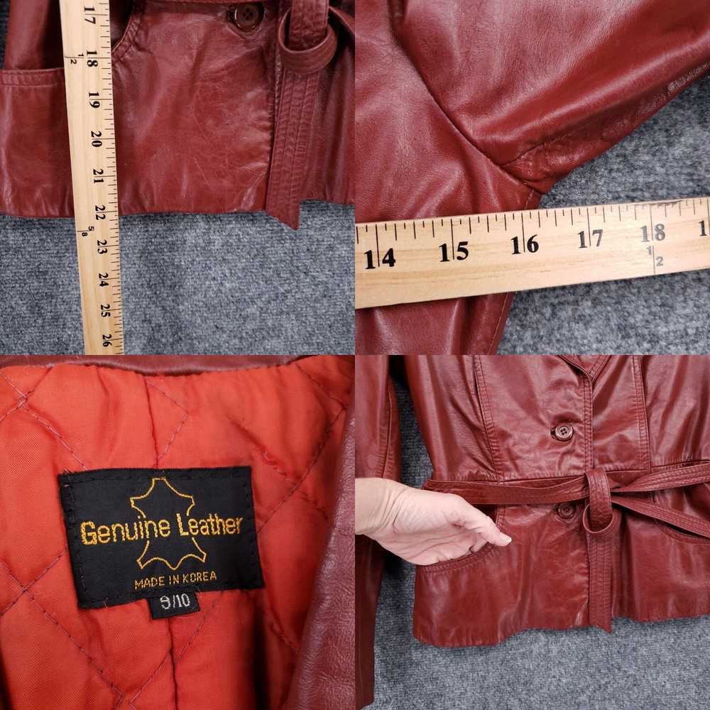 Vintage Genuine Leather Blazer Womens 9/10 Red Si… - image 4