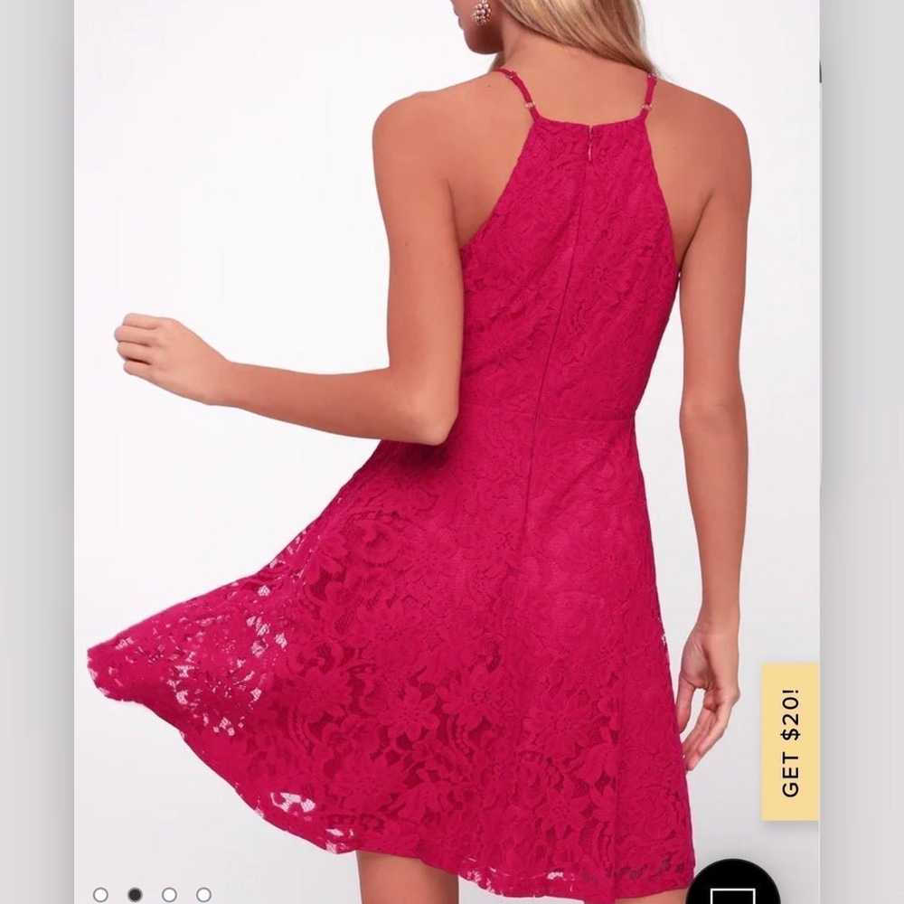 Lulus Raise A Glass Fuchsia Pink Lace Skater Dres… - image 4