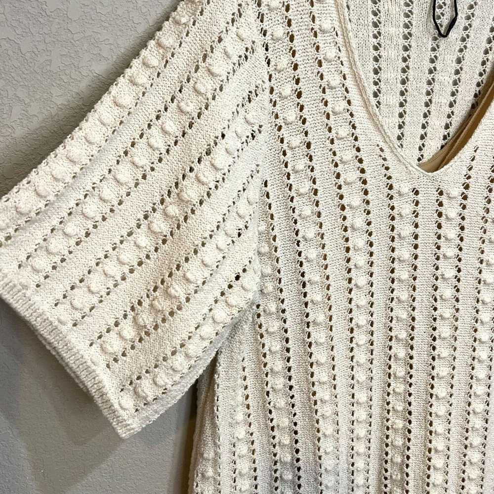 Zara Ivory Cream Short Sleeve Knit Crochet Dress … - image 4