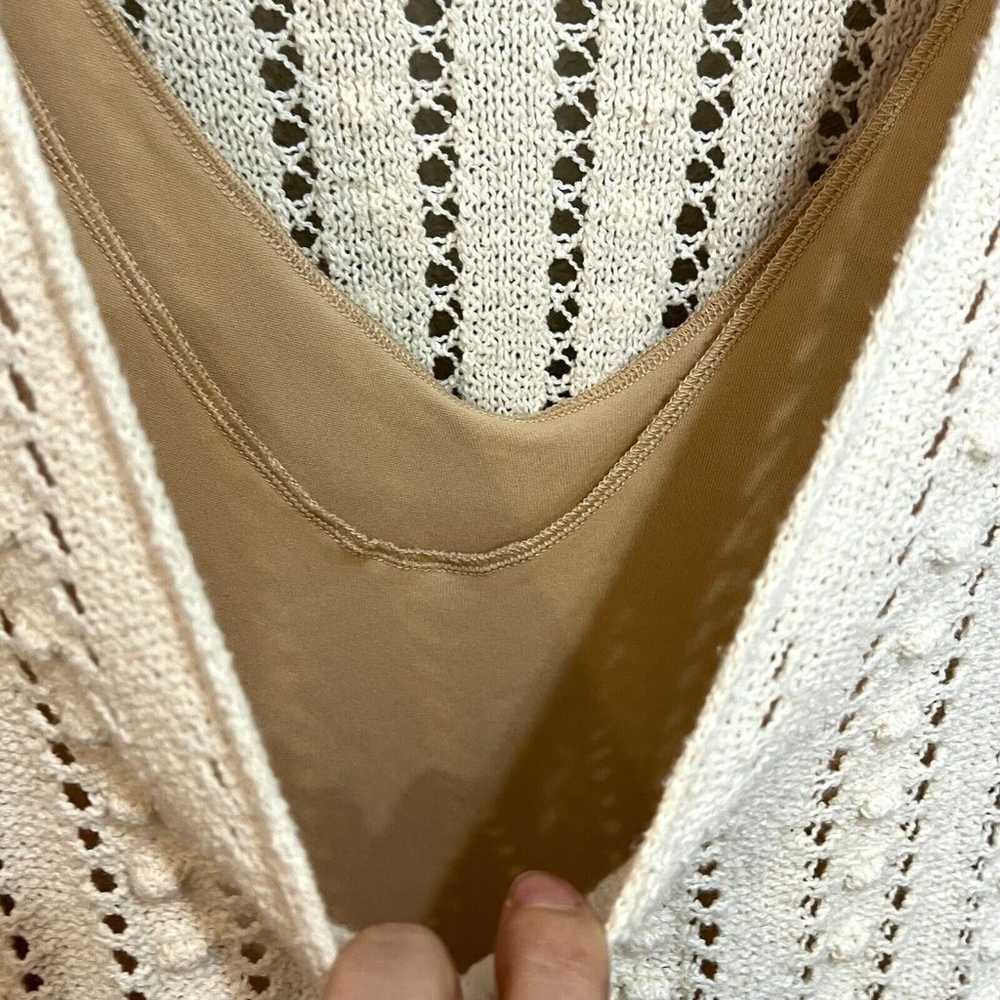 Zara Ivory Cream Short Sleeve Knit Crochet Dress … - image 5