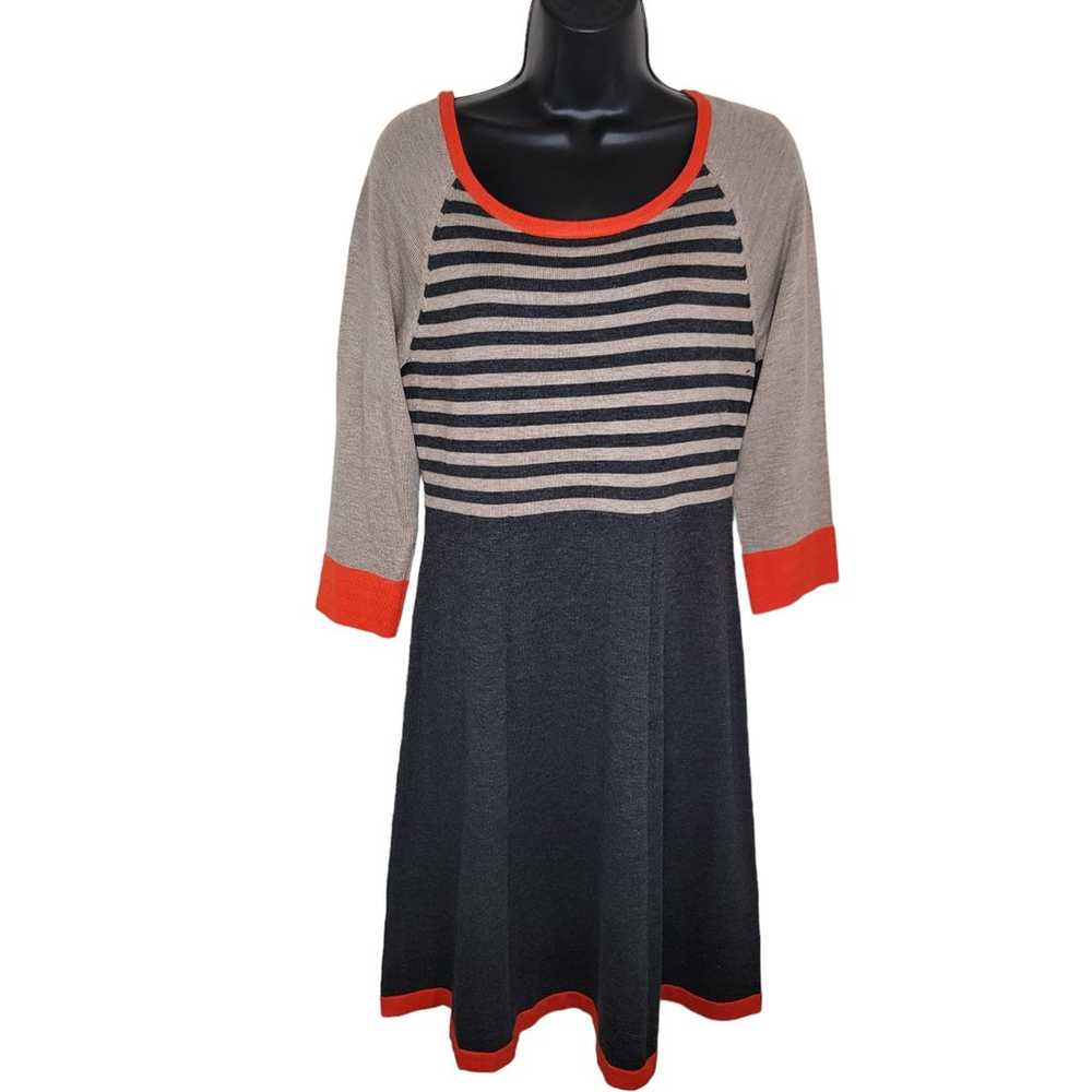 Eliza J Striped knit fit and flare sweater dress … - image 1