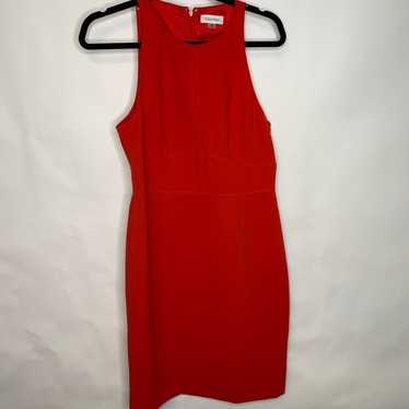 Calvin Klein Red Sheath Dress Back Cut Out Sz 8 - image 1