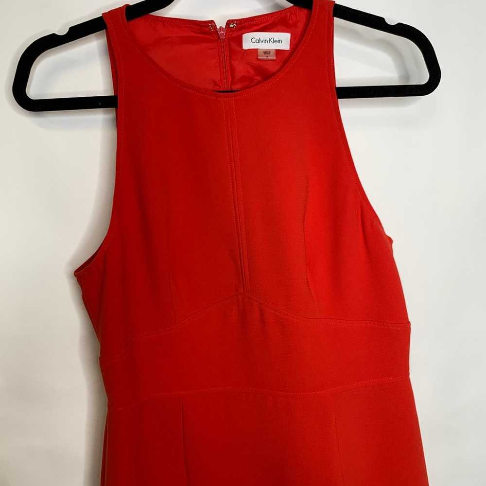 Calvin Klein Red Sheath Dress Back Cut Out Sz 8 - image 4