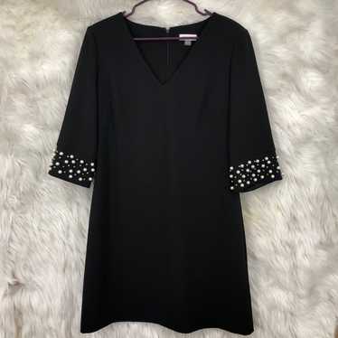 Calvin Klein Classic Elegant Black Dress w/Pearl … - image 1