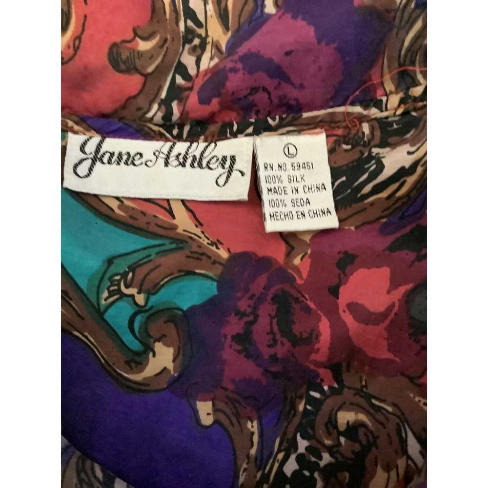 Jane Ashley 2 PC Woman Skirt Blouse Size L 100% S… - image 3