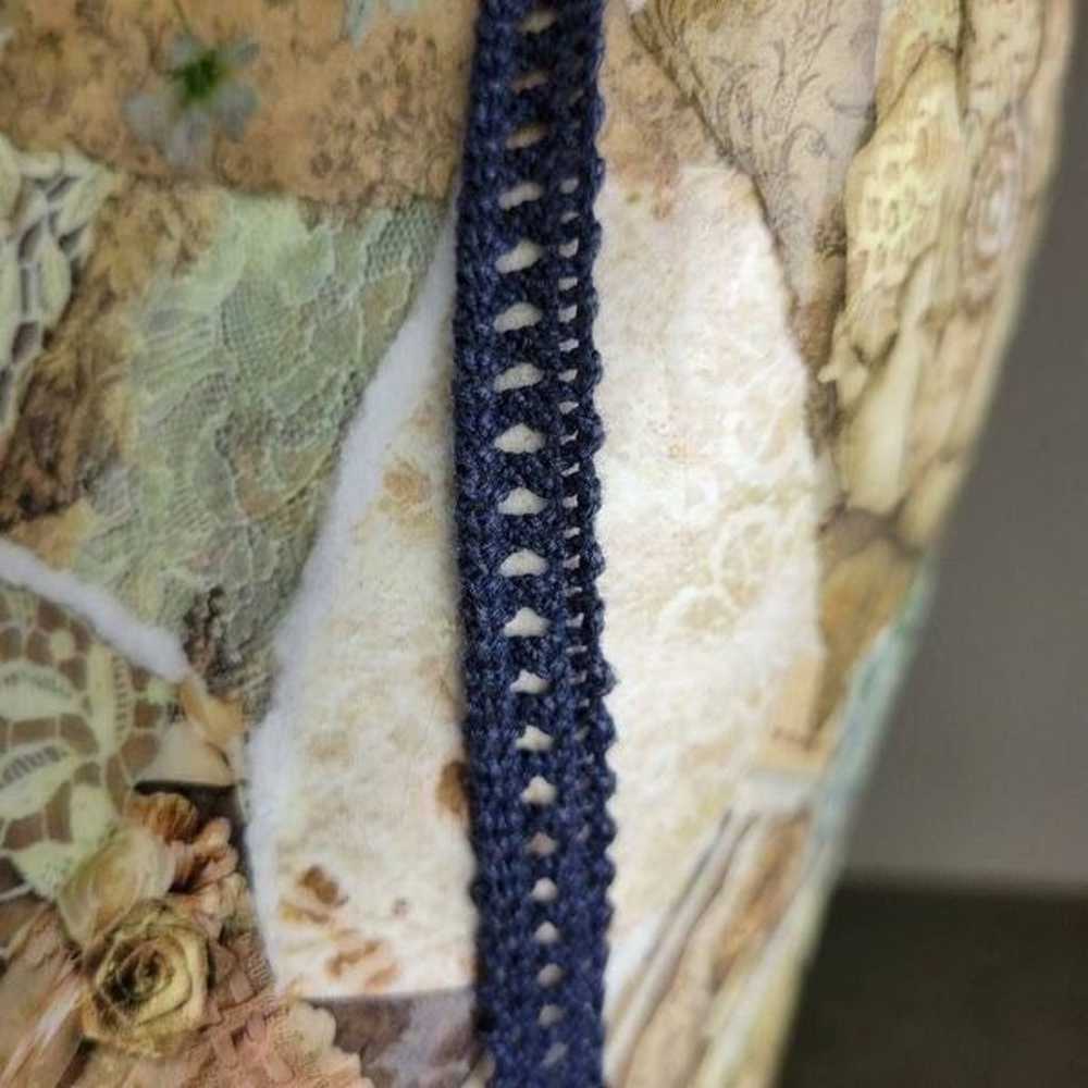 ELLE Dark Blue Floral Crochet Criss Cross Straps … - image 3
