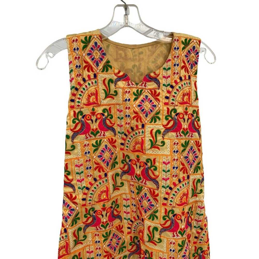 Mirror Work Embroidered Kameez Dress Birds Colorf… - image 2