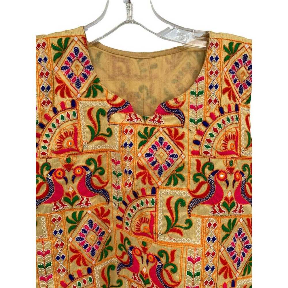 Mirror Work Embroidered Kameez Dress Birds Colorf… - image 7