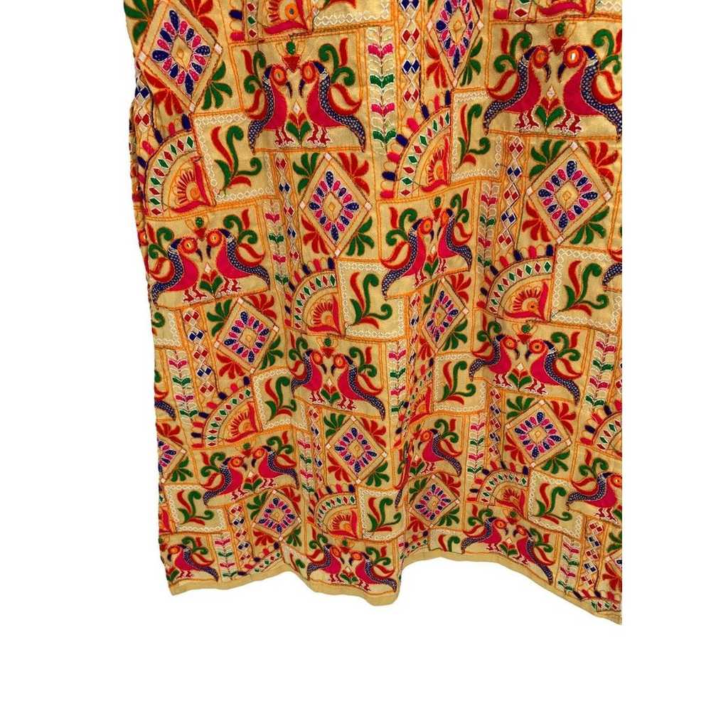 Mirror Work Embroidered Kameez Dress Birds Colorf… - image 8