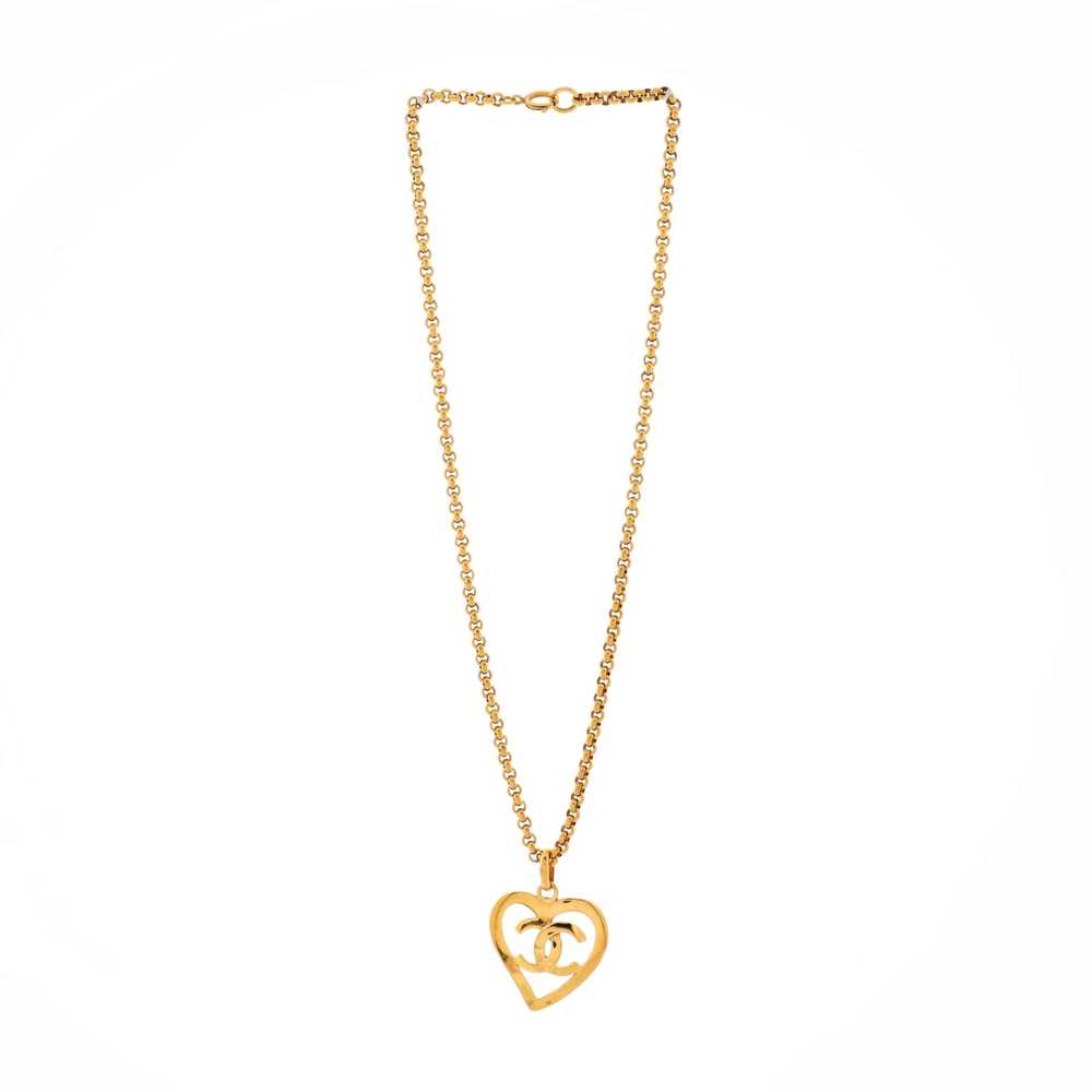 CHANEL Vintage CC Heart Pendant Long Necklace - image 2