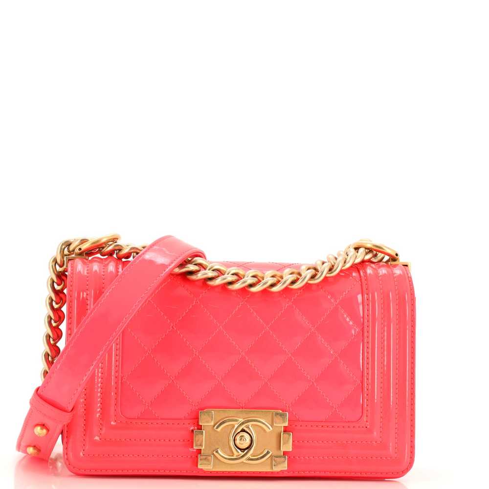 CHANEL Boy Flap Bag Quilted Patent Small - image 1