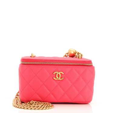 CHANEL Sweet Heart Vanity Case with Chain Quilted 