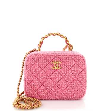 CHANEL Woven Chain Top Handle Vanity Case Quilted… - image 1
