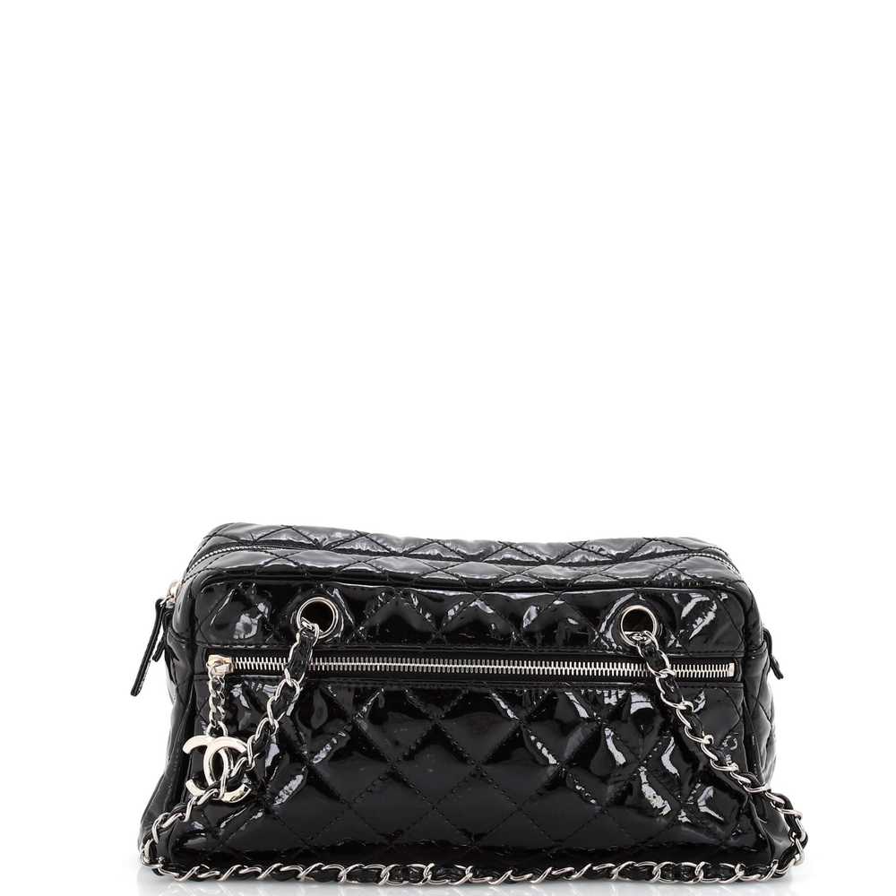 CHANEL Front Zip Bowler Bag Quilted Patent Small - image 1