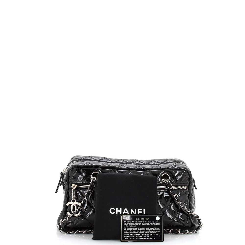CHANEL Front Zip Bowler Bag Quilted Patent Small - image 2