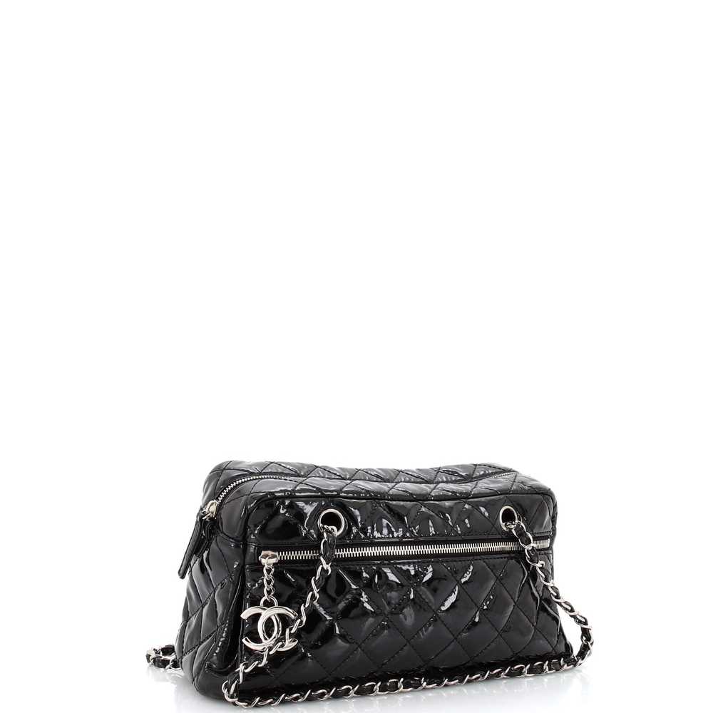 CHANEL Front Zip Bowler Bag Quilted Patent Small - image 3