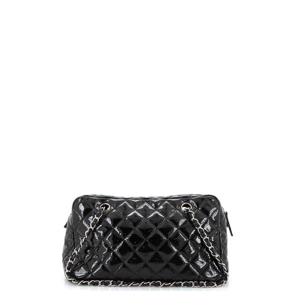 CHANEL Front Zip Bowler Bag Quilted Patent Small - image 4