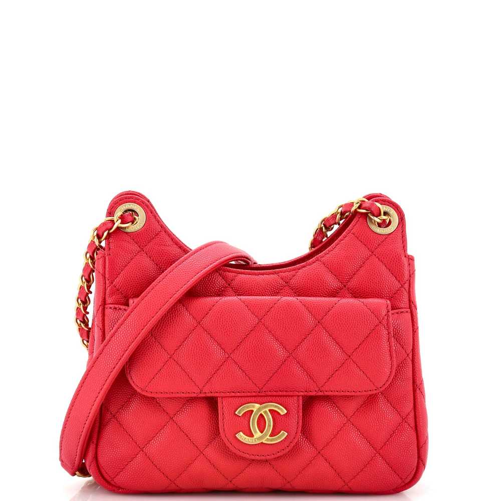 CHANEL Wavy CC Hobo Quilted Caviar Small - image 1
