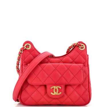 CHANEL Wavy CC Hobo Quilted Caviar Small - image 1