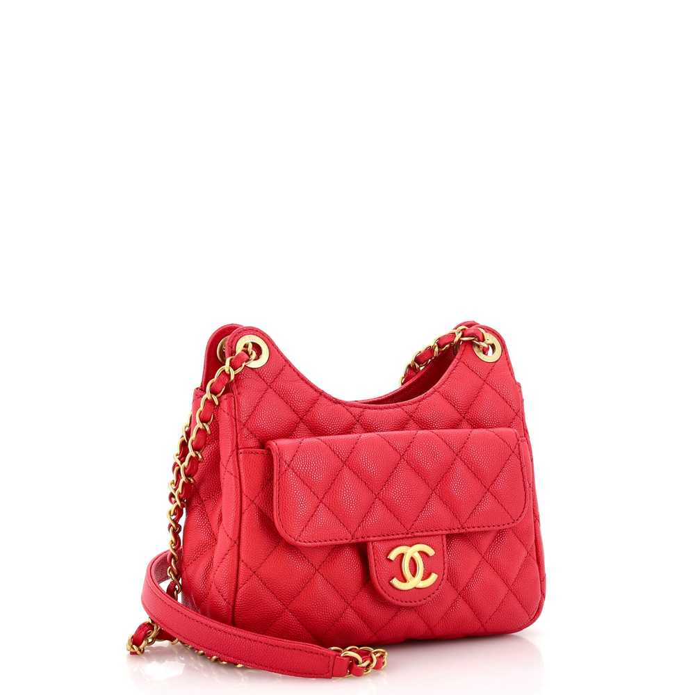 CHANEL Wavy CC Hobo Quilted Caviar Small - image 3
