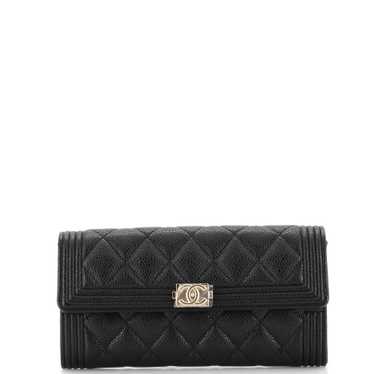 CHANEL Boy Flap Wallet Quilted Caviar Long - image 1