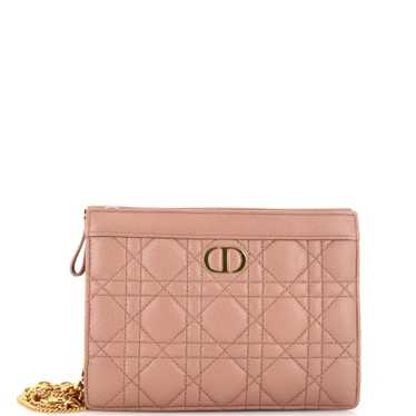 Christian Dior Caro Zipped Pouch With Chain Leathe
