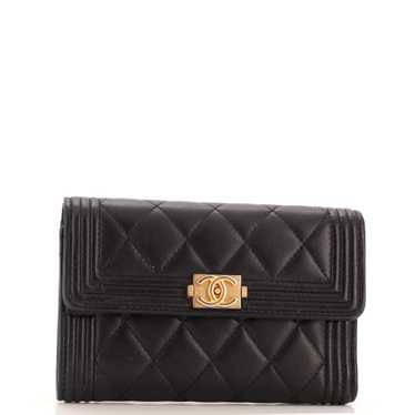 CHANEL Boy Flap Wallet Quilted Lambskin Compact - image 1