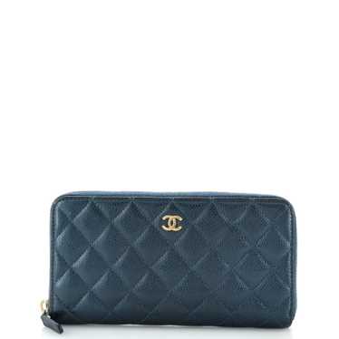 CHANEL Zip Around Wallet Quilted Caviar Long