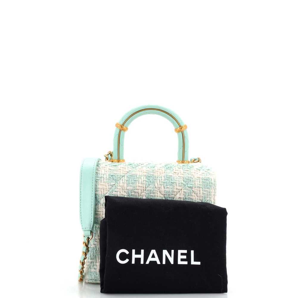 CHANEL Crush Top Handle Flap Bag Quilted Tweed Mi… - image 2