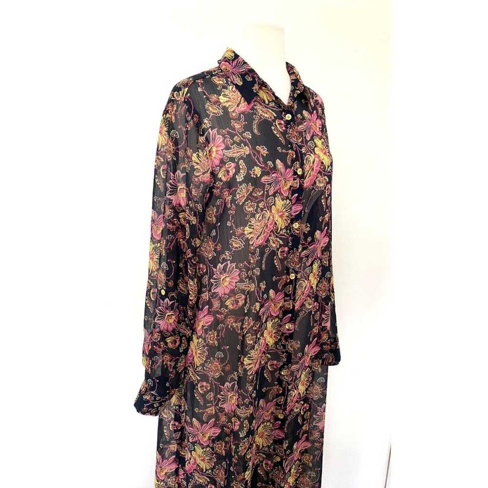 C Wonder Blue Floral Button Up Long Sleeve Cover … - image 3
