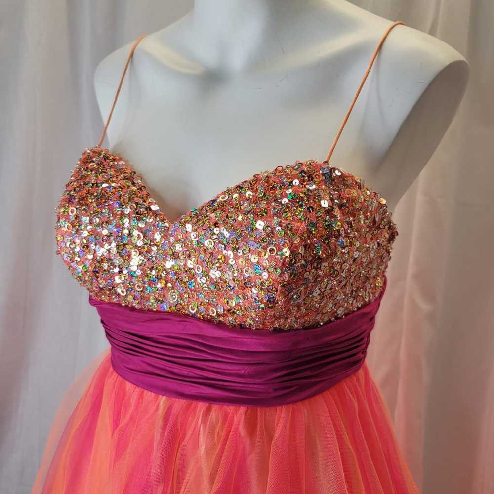 Beyond by Jovani Pink Coral Y2K Sequin Top and Ch… - image 2