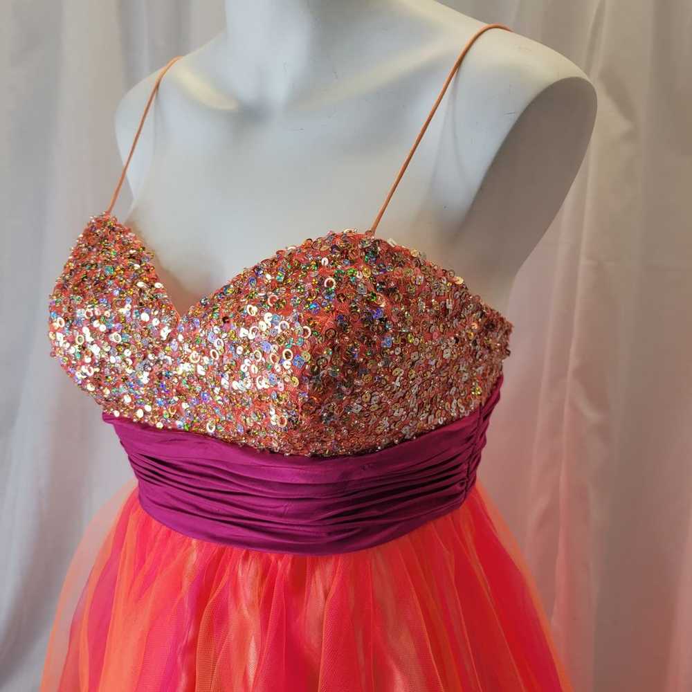Beyond by Jovani Pink Coral Y2K Sequin Top and Ch… - image 5