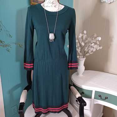 BODEN Trudy Knitted Wool Blend Dark Green Dress S… - image 1