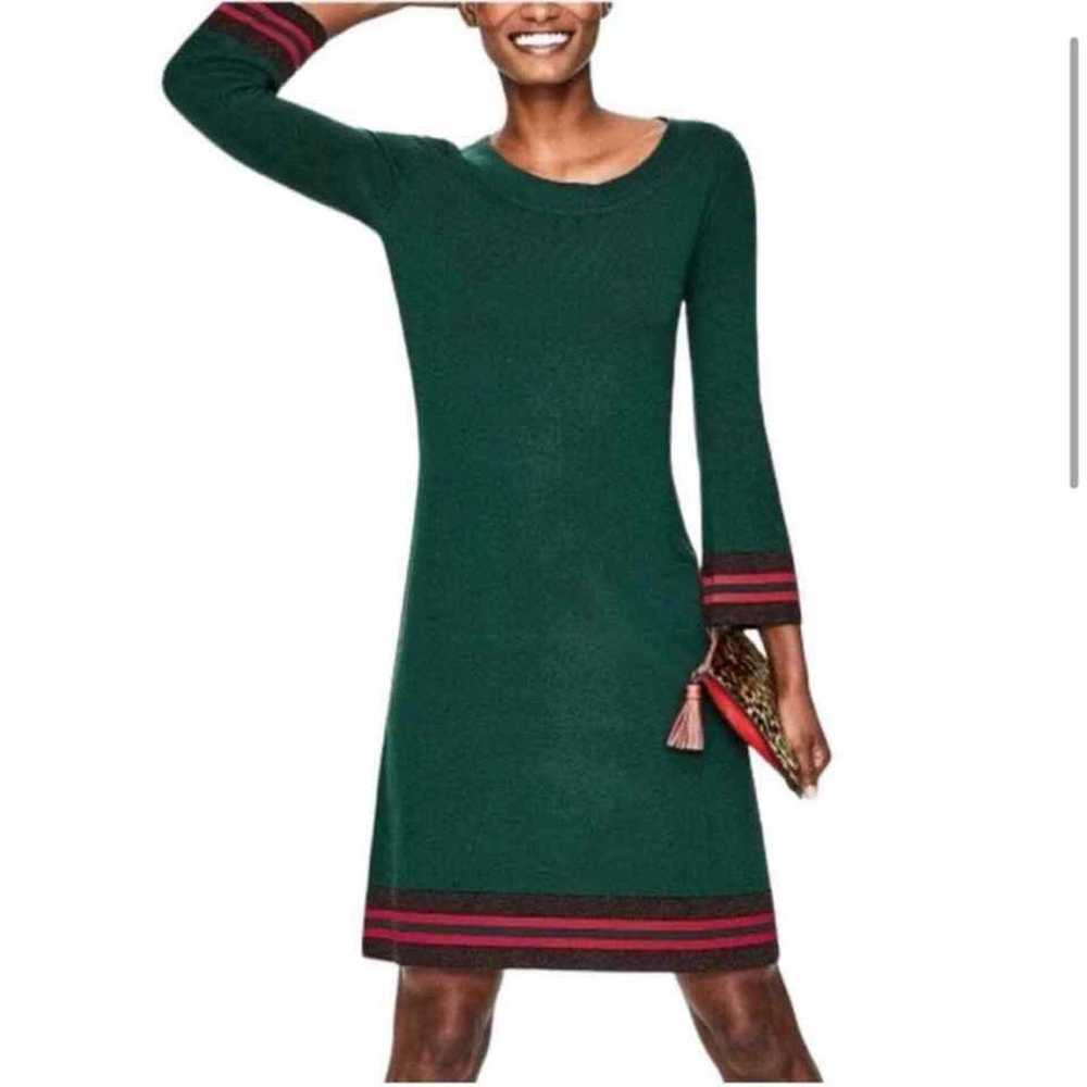 BODEN Trudy Knitted Wool Blend Dark Green Dress S… - image 2