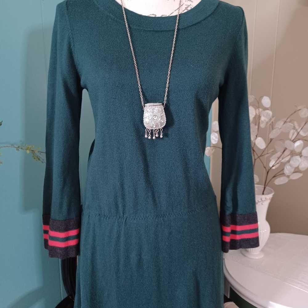BODEN Trudy Knitted Wool Blend Dark Green Dress S… - image 3