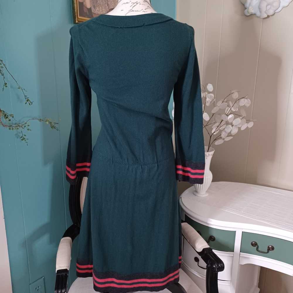 BODEN Trudy Knitted Wool Blend Dark Green Dress S… - image 4