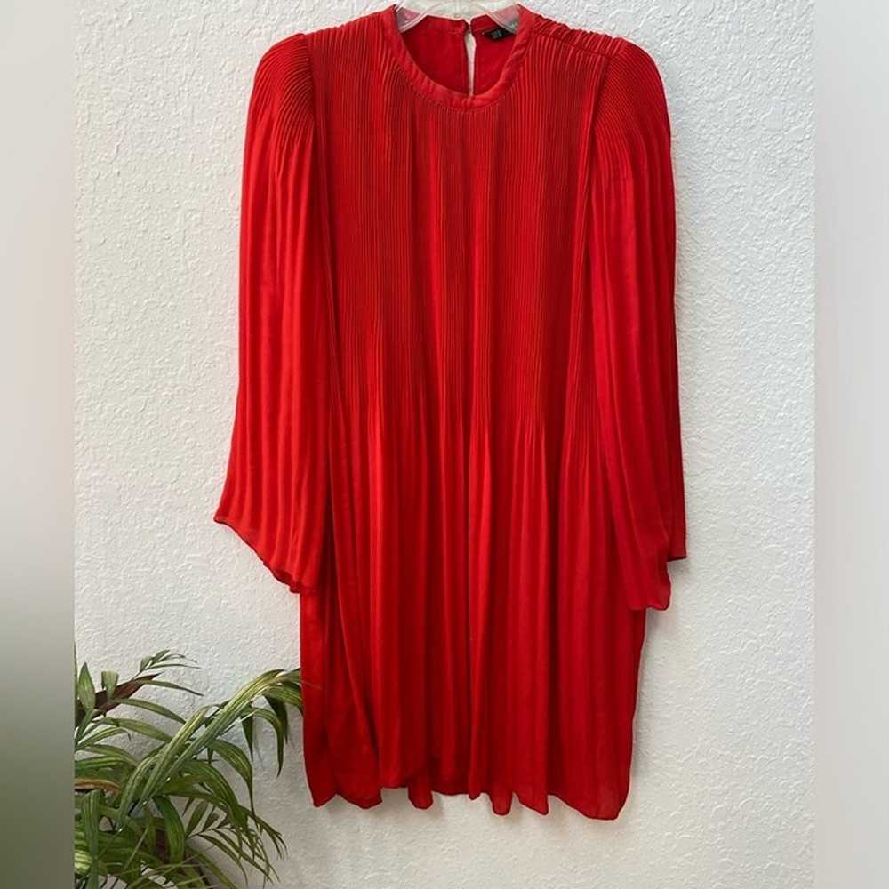 Zara Basic Red Pleated Dress Size Extra-Small - image 1