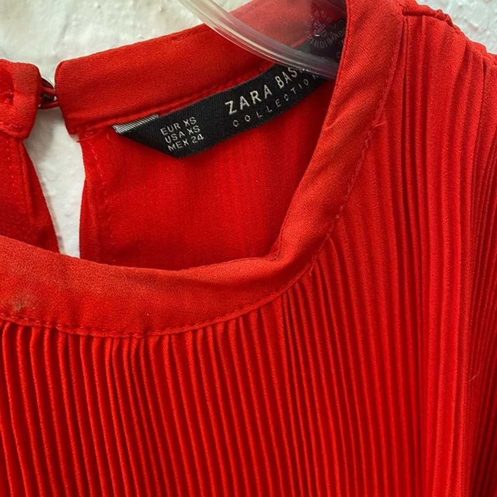 Zara Basic Red Pleated Dress Size Extra-Small - image 2