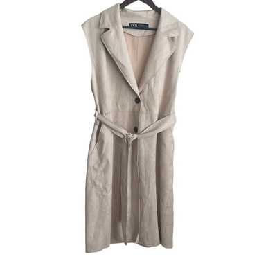 Zara Women Midi Dress Faux Suede Collar Sleeveles… - image 1