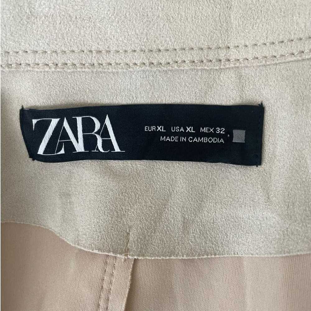 Zara Women Midi Dress Faux Suede Collar Sleeveles… - image 3