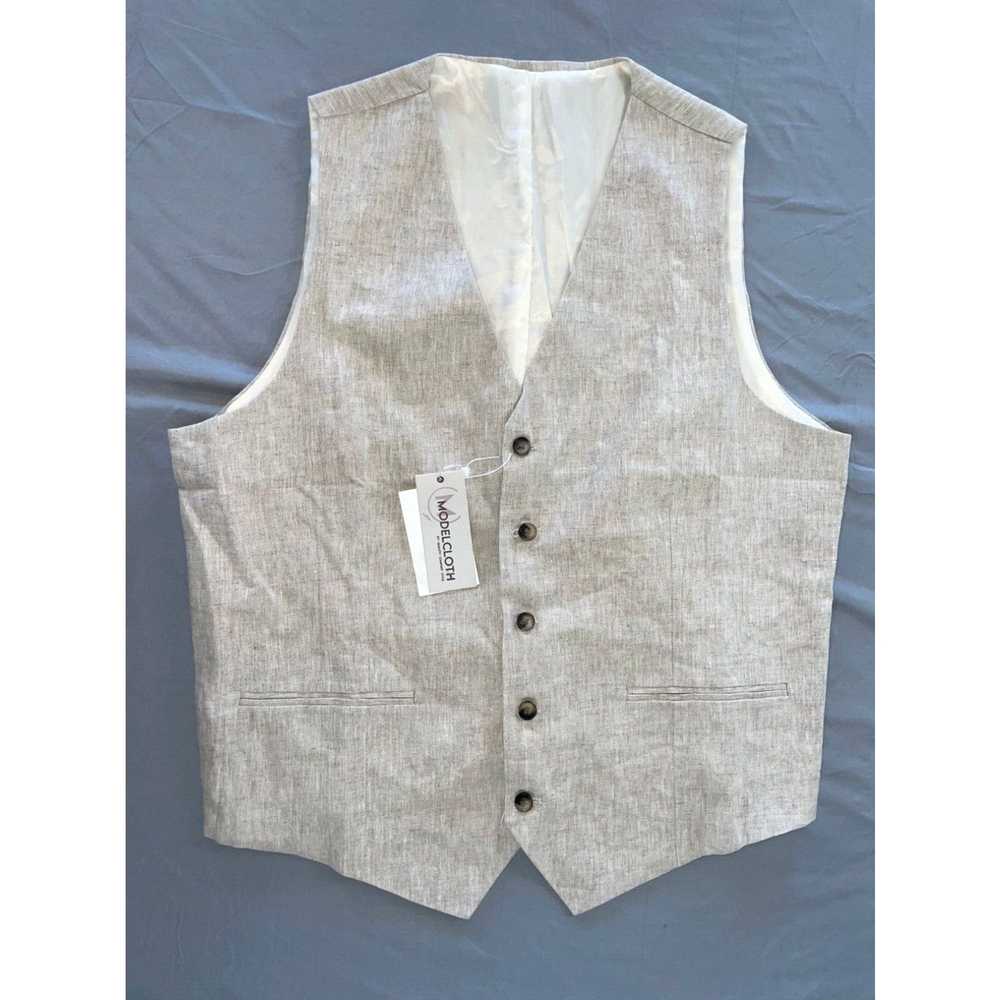 Vintage Modelcloth Monaco Lined 100% Linen Vest w… - image 1