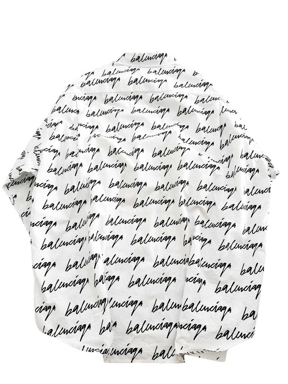 Balenciaga Sz39 Script Cursive Logo Oversized Shi… - image 6