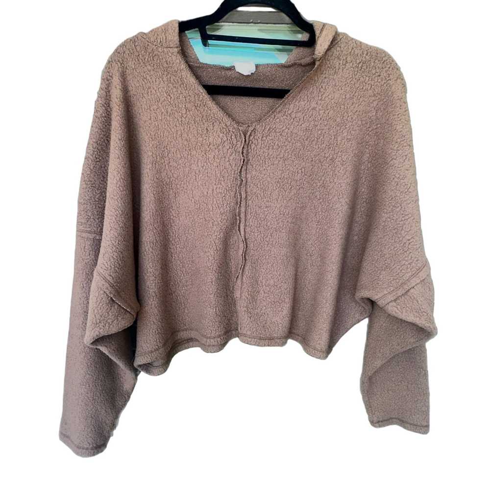 Other Vintage Sherpa Teddy Top Cropped Comfy Hood… - image 4