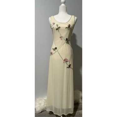 Vintage 90s y2K floral embroidered sleeves Gown