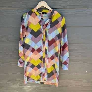 Kate Spade 100% silk geometric shape shirt dress - image 1