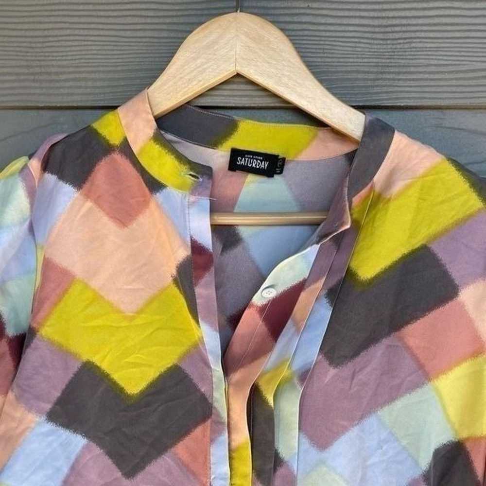 Kate Spade 100% silk geometric shape shirt dress - image 2