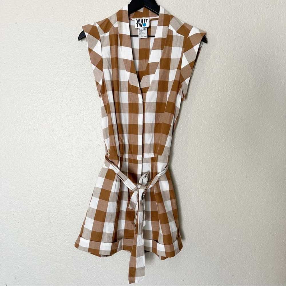Anthropologie Whit Two Brown Gingham Cotton Romper - image 2
