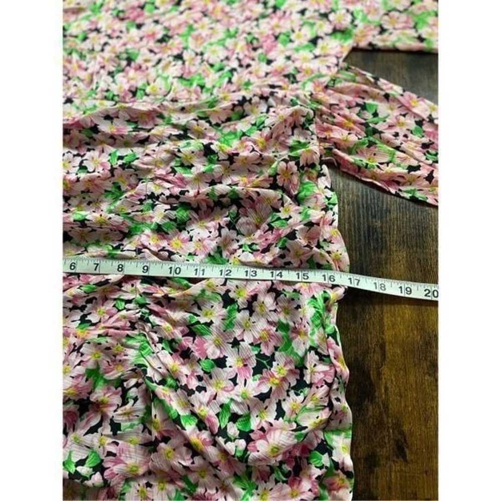 ZARA Pink Floral Print Satin
Bodycon Ruched Mini … - image 8